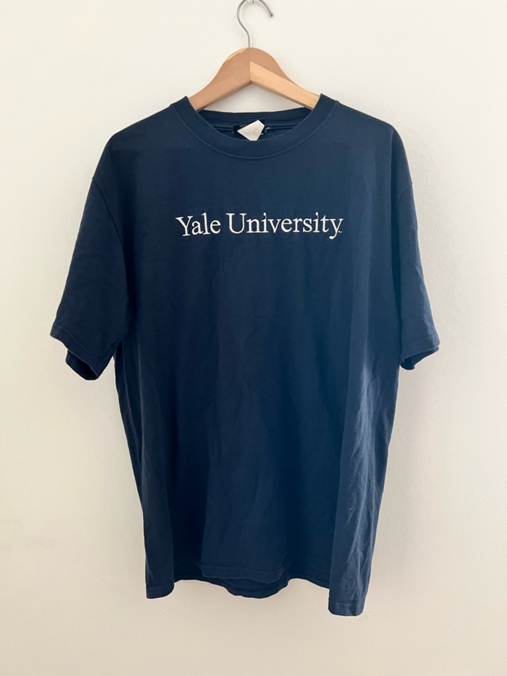 Y2K 90s Yale University Navy Cotton Tee - Classic Campus Shirt